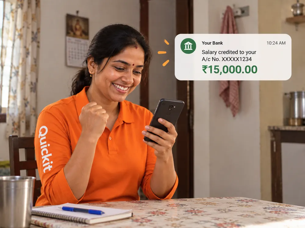 Quickit partner receiving monthly salary